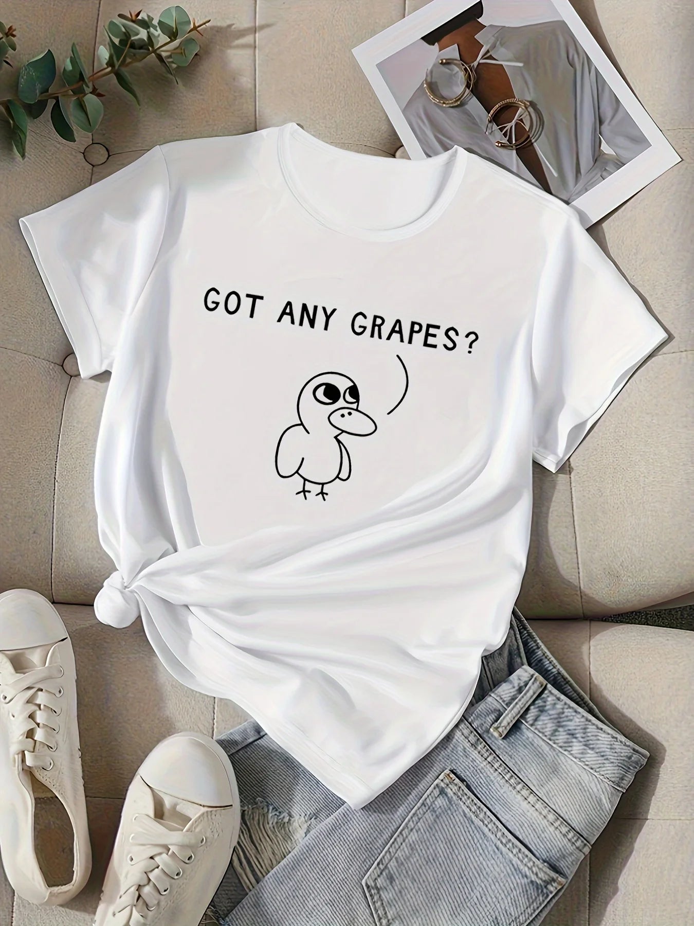 Duck Print Crew Neck Short Sleeve Sports T-Shirt