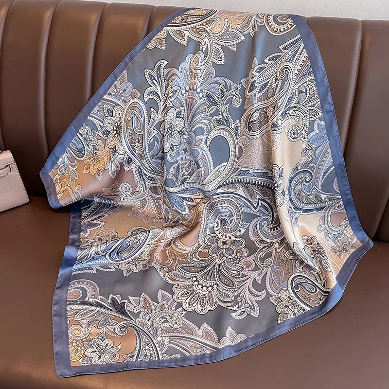 Floral Print Silk Square Scarf