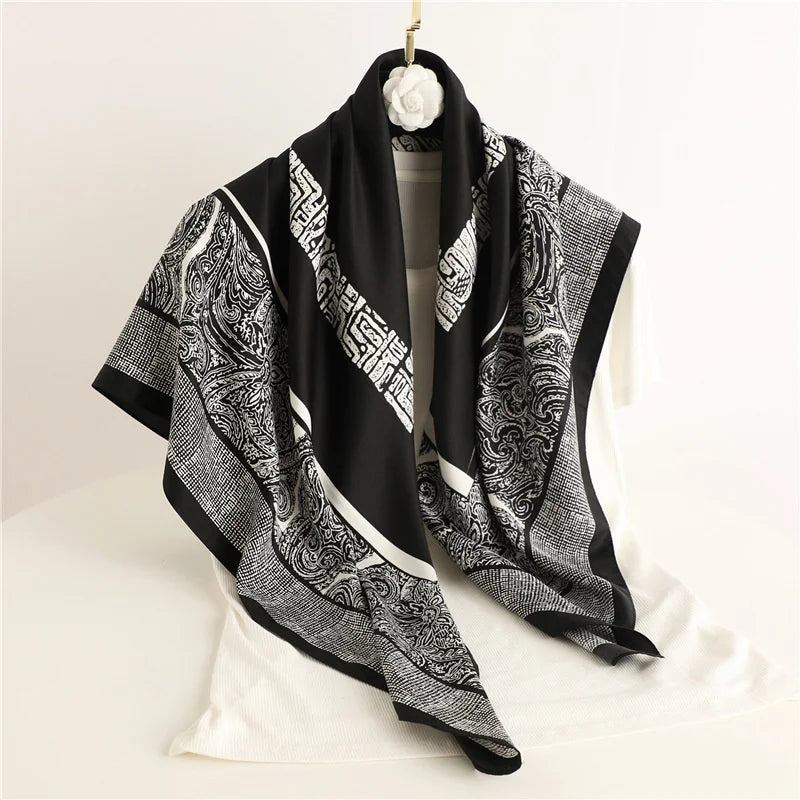 90*90Cm Square Scarf Twill Silk Bandana Pashmina