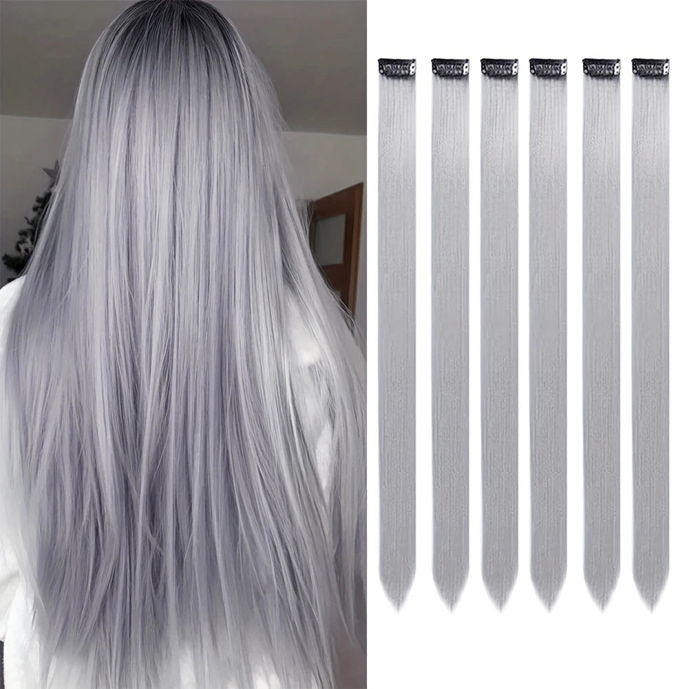 6pcs/pack Colored Party Highlights Clip in Hair Extensions
