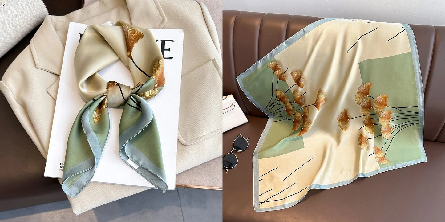 Floral Print Silk Square Scarf