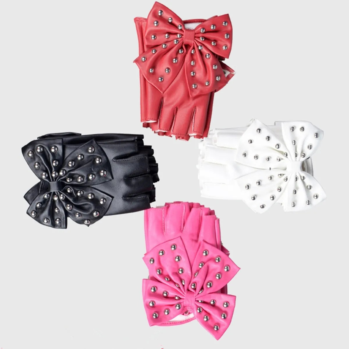 Women Bow Rivet Gloves
