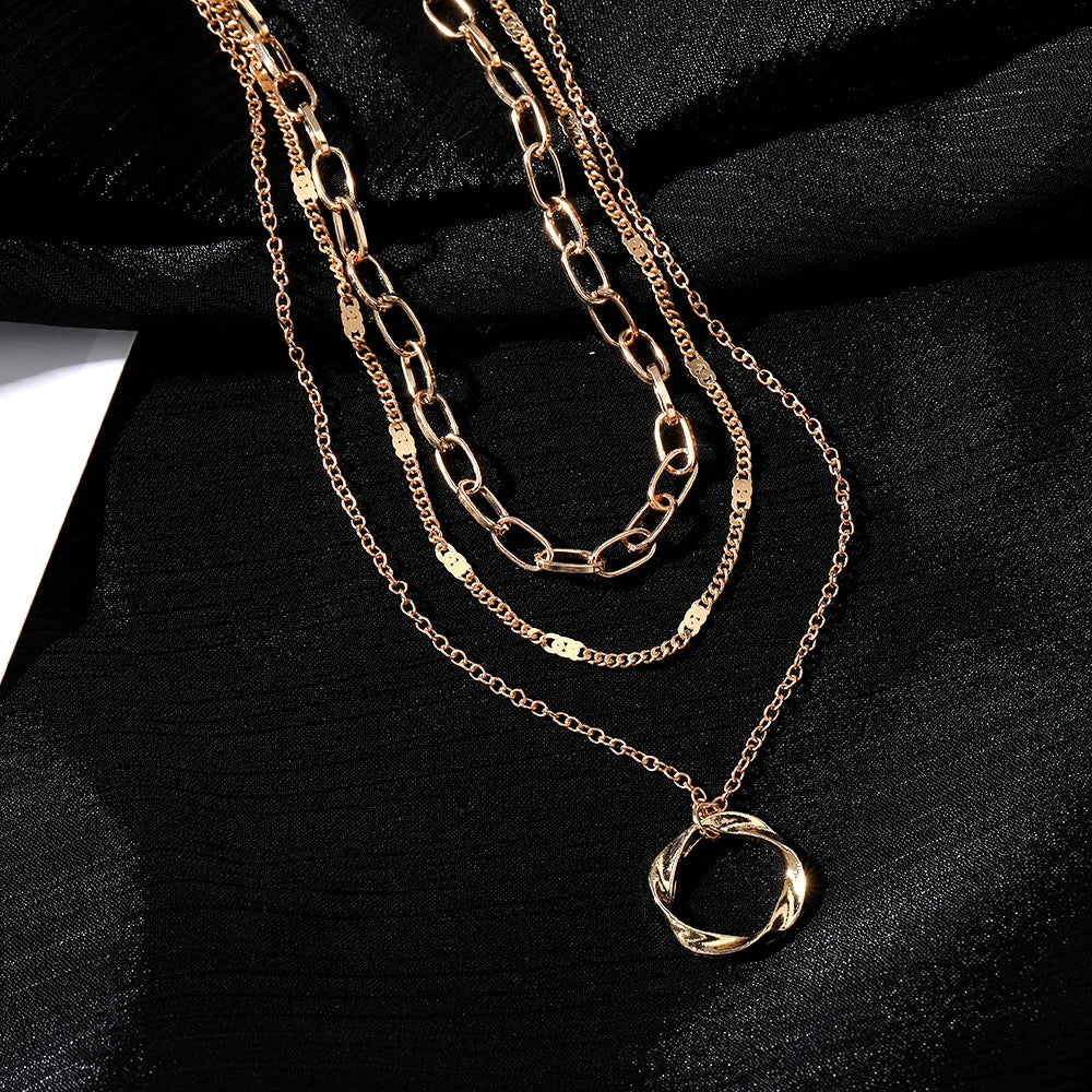 Gold Color Multi Layered Chains