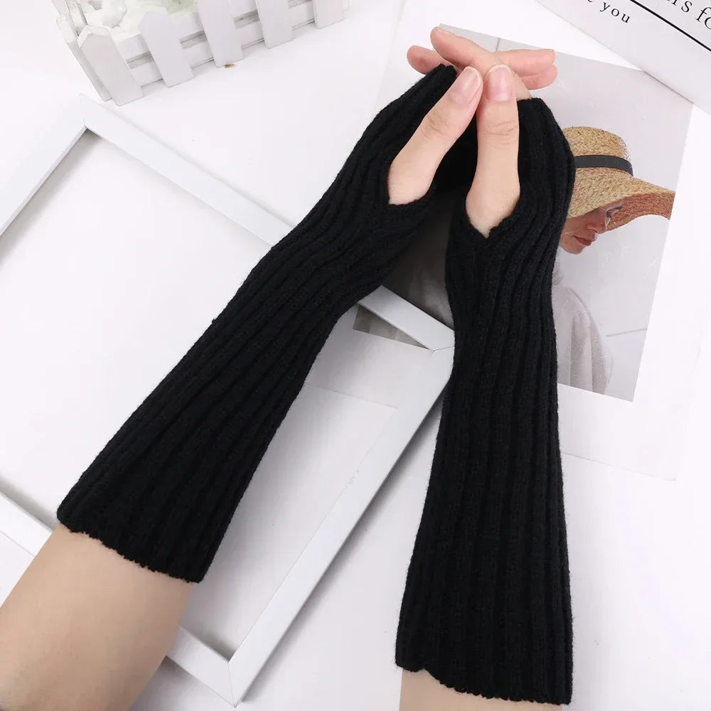 Knitted Arm Warmer Long Fingerless Gloves