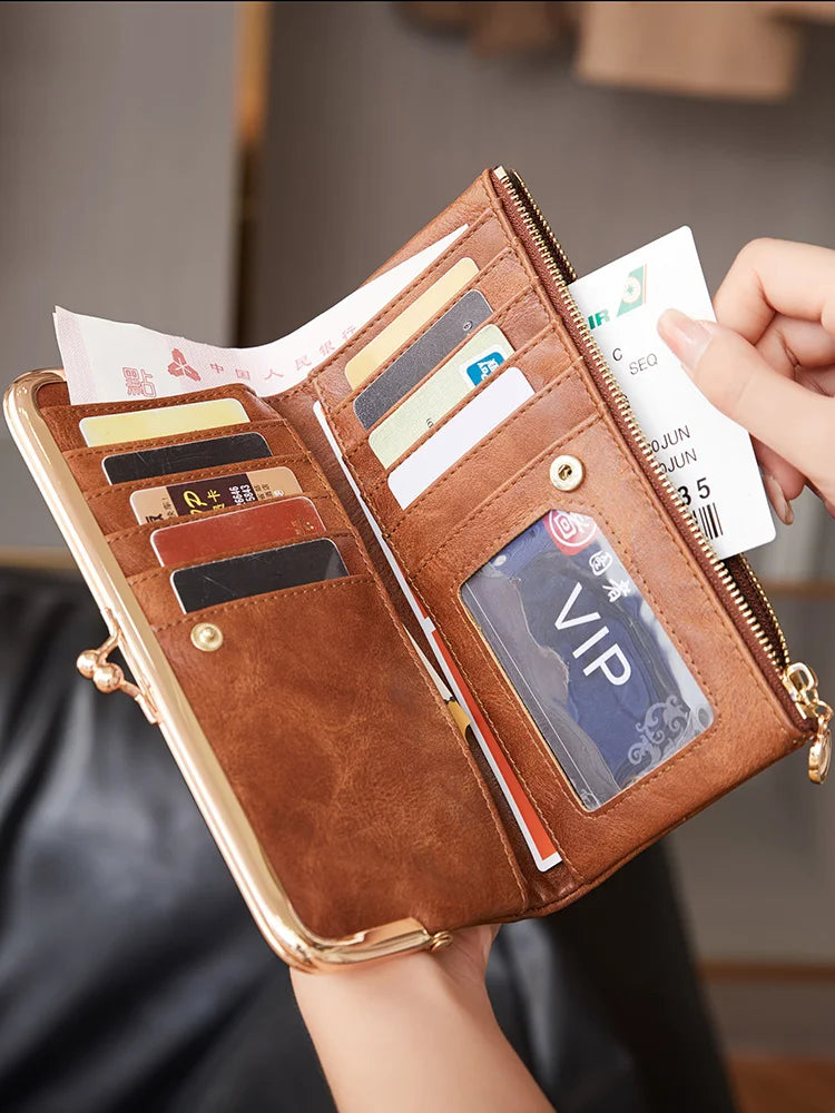 Solid Color Multi Functional Long Wallet
