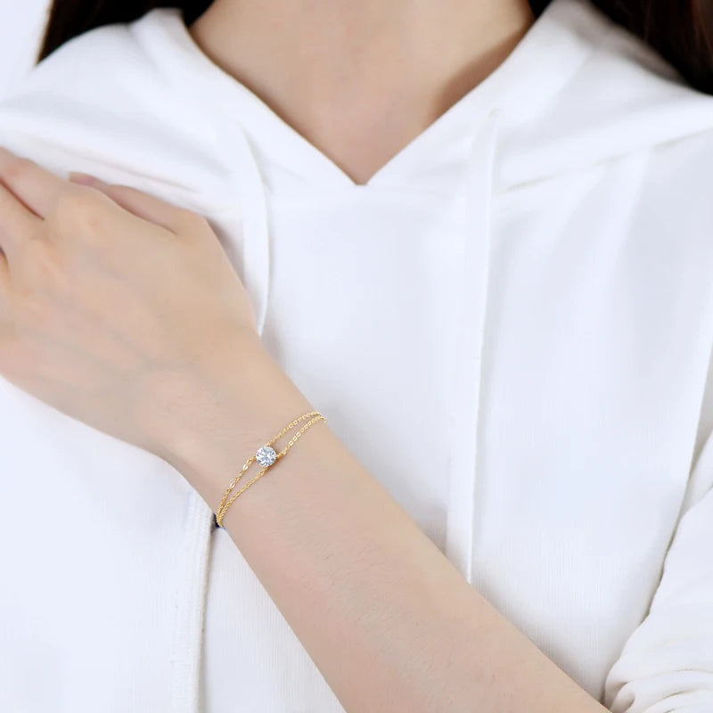 925 Sterling Silver Certified Double Chain Bracelets