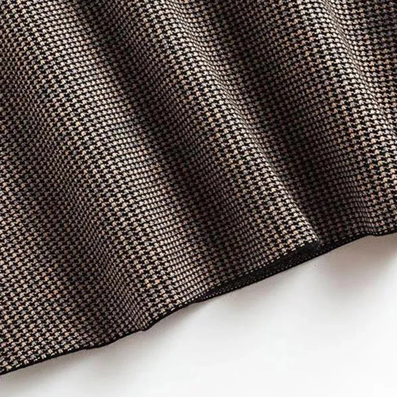 Vintage Plaid Knitted Woolen Midi Skirts