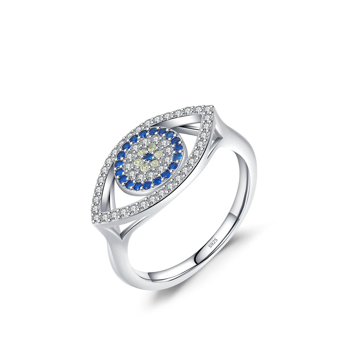 Sterling Silver Cute Blue Ghost Eyes Ring