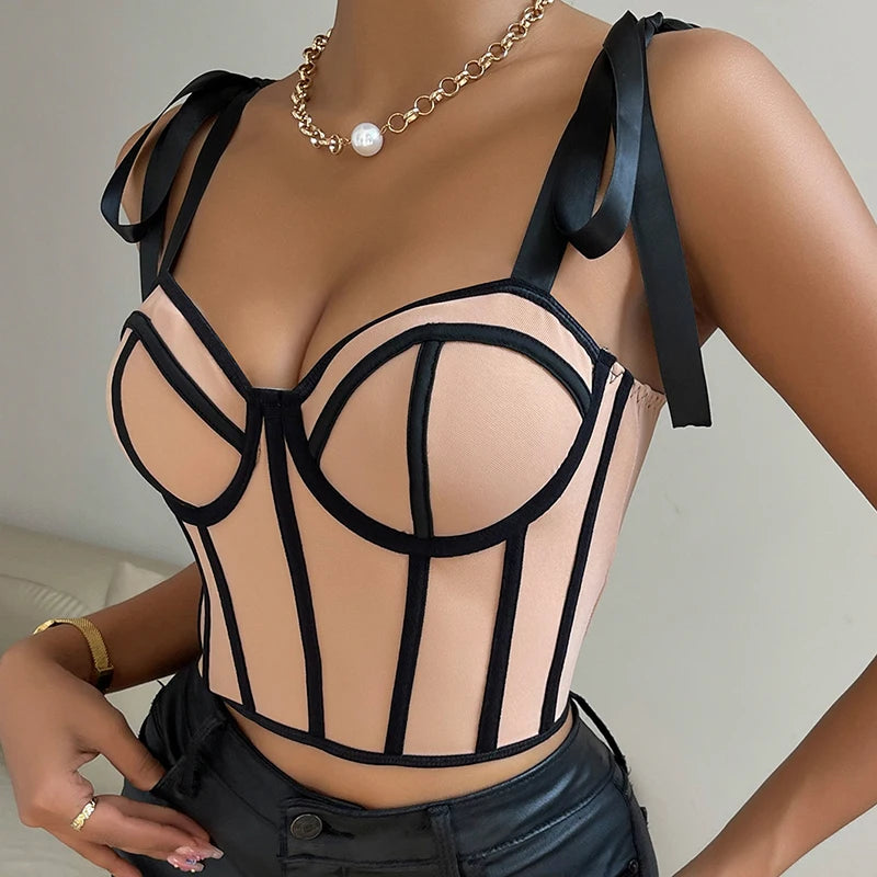 Lace Up Straps Crop Tops