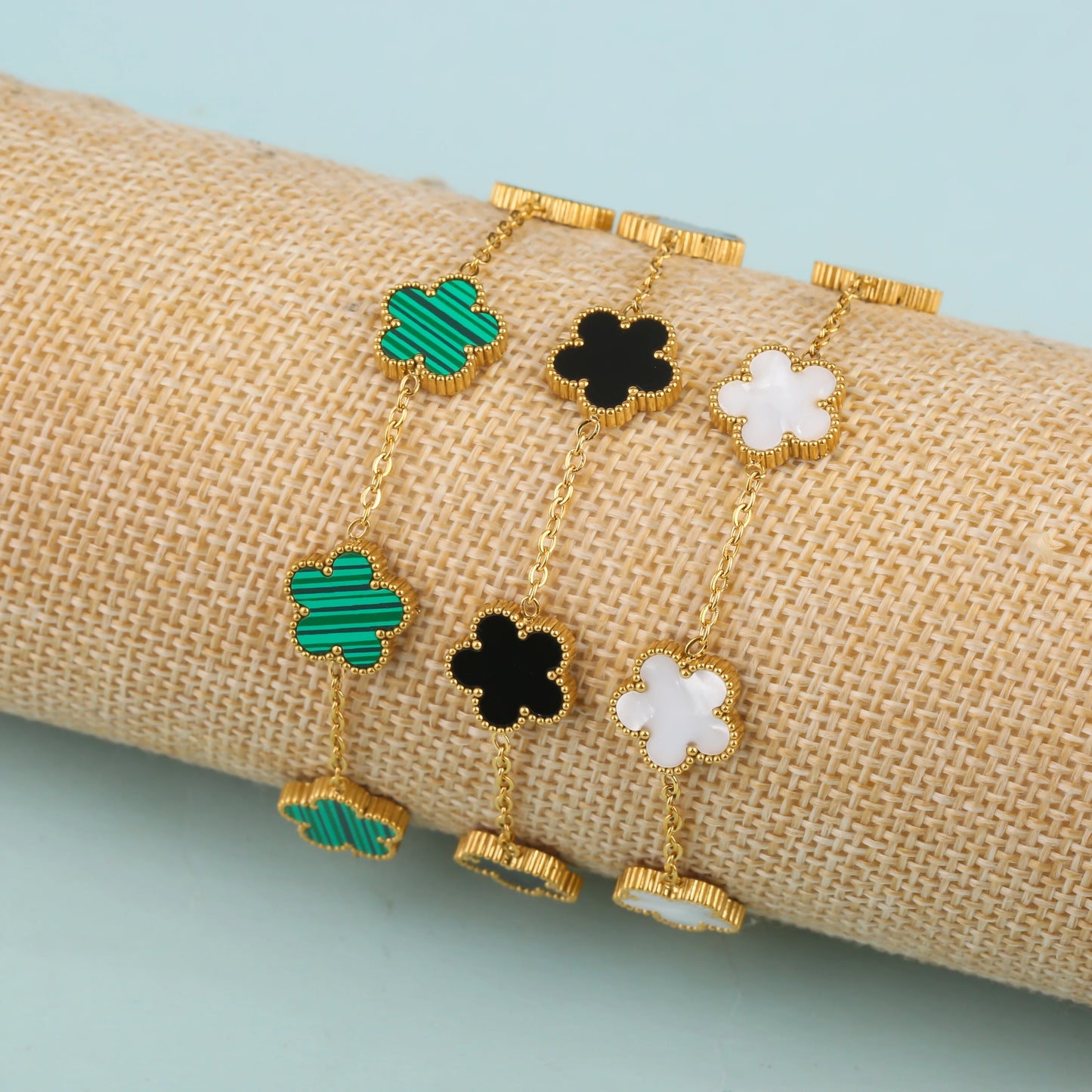 Adjustable New Design Gold Plated Stainless Steel 316L Plant Flower Bracelet