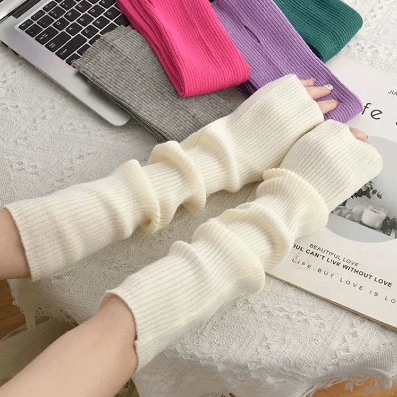 Knitted Arm Warmer Long Fingerless Gloves