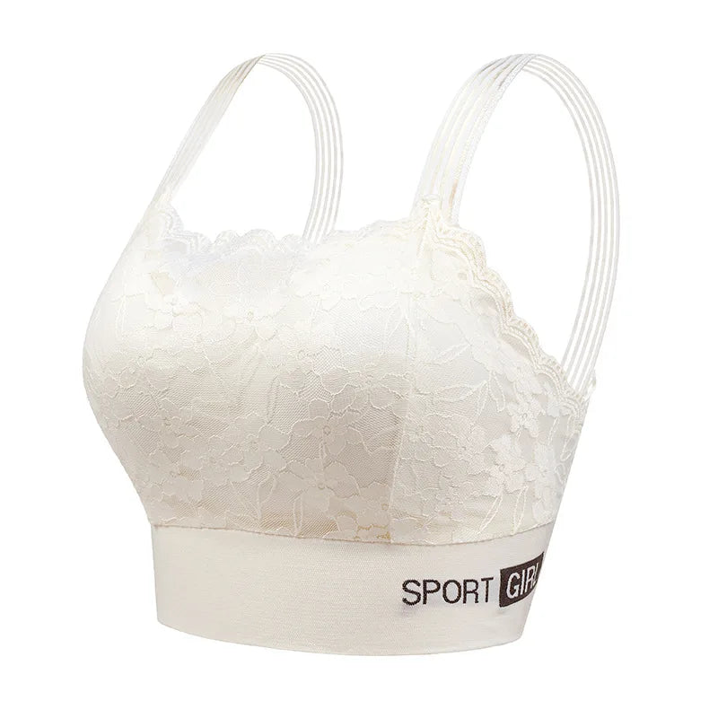 Contrast Lace Wireless Bra