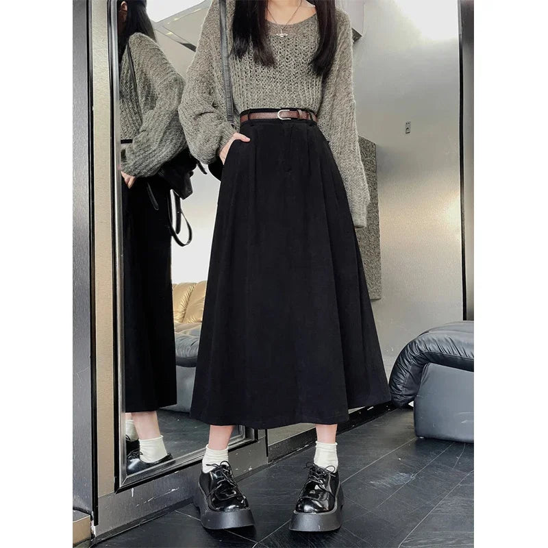 Midi Skirt Women High Waist