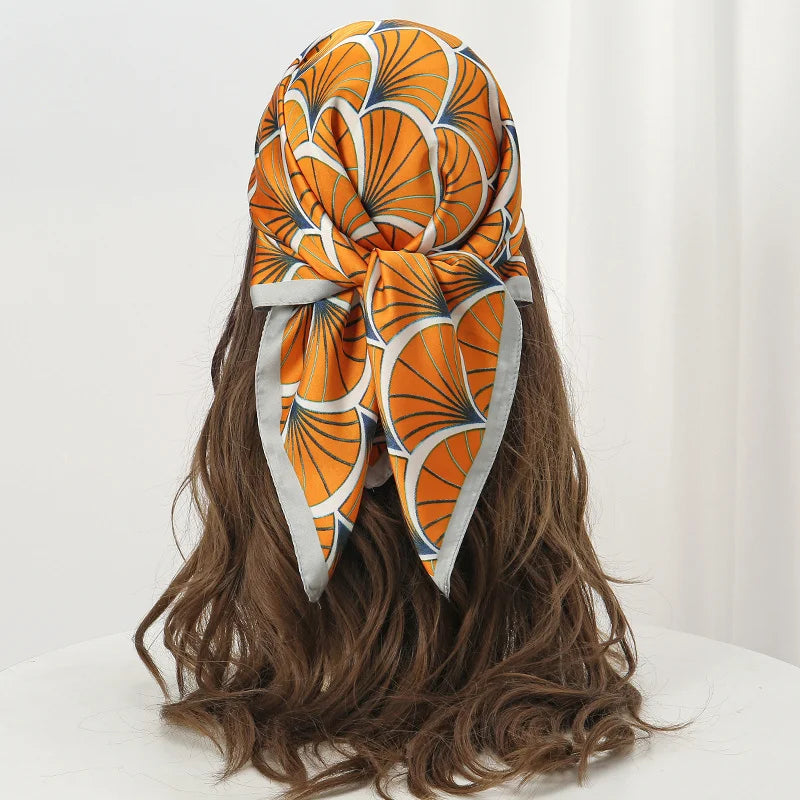 Print Satin Silk Square Scarf