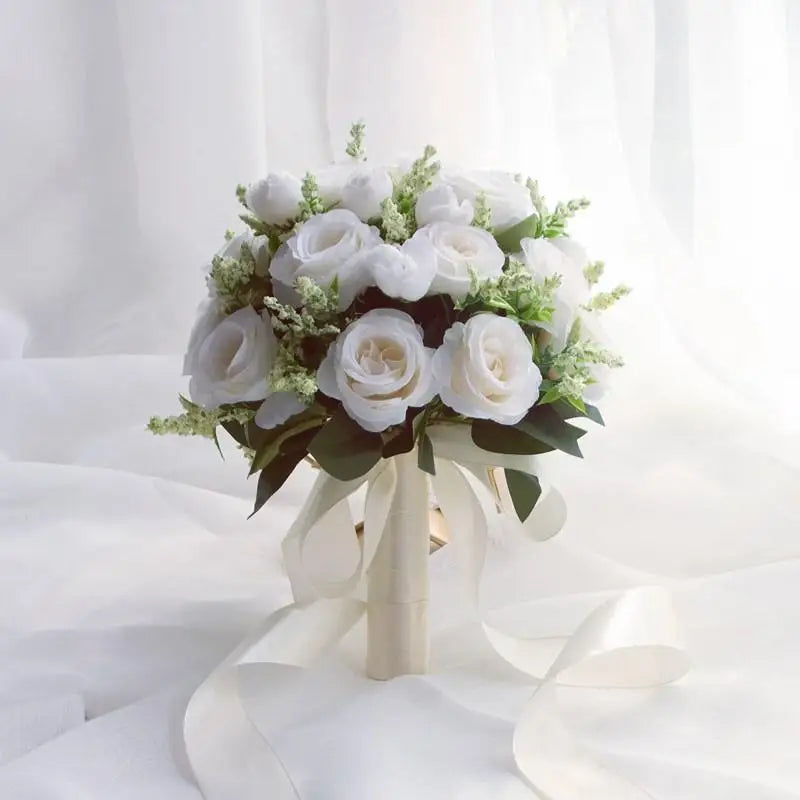 Bridal Bridesmaid Wedding Bouquet White Silk Flower