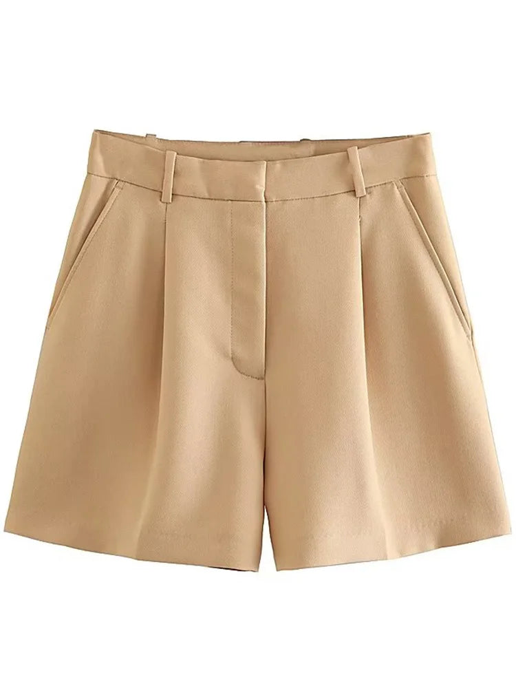 Front Zipper Shorts Vintage High Waist
