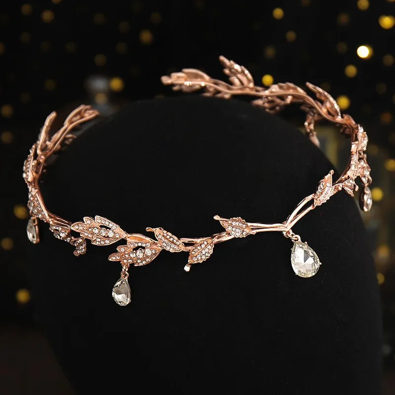 Vintage Fairy Crown Tiaras Crystal Leaves