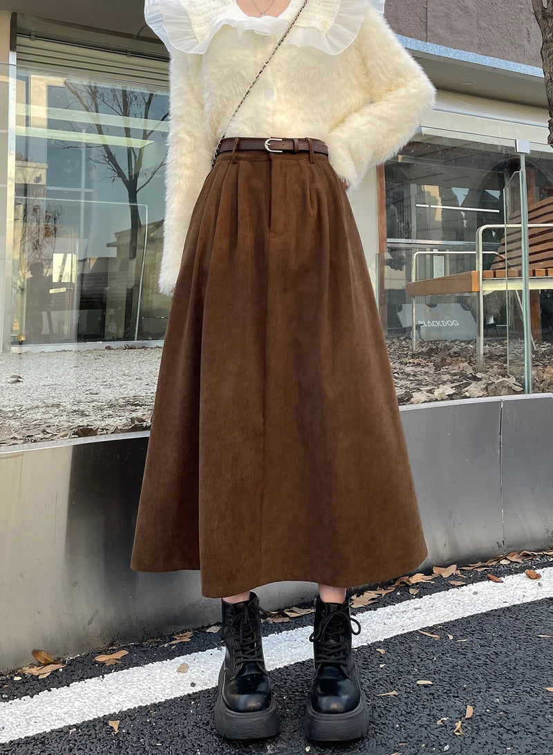 Midi Skirt Women High Waist