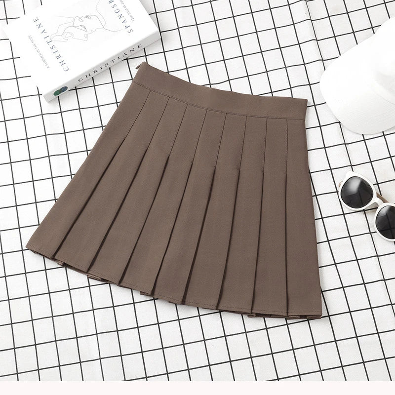 High Waist Korean Style Black Mini Pleated Skirt