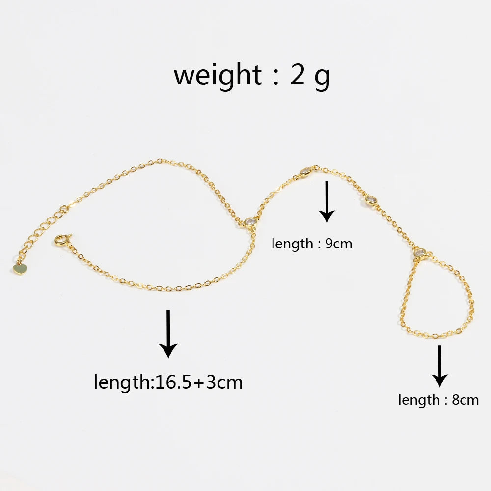 18K Gold plated Stainless Steel Hand Chain Bracelet
