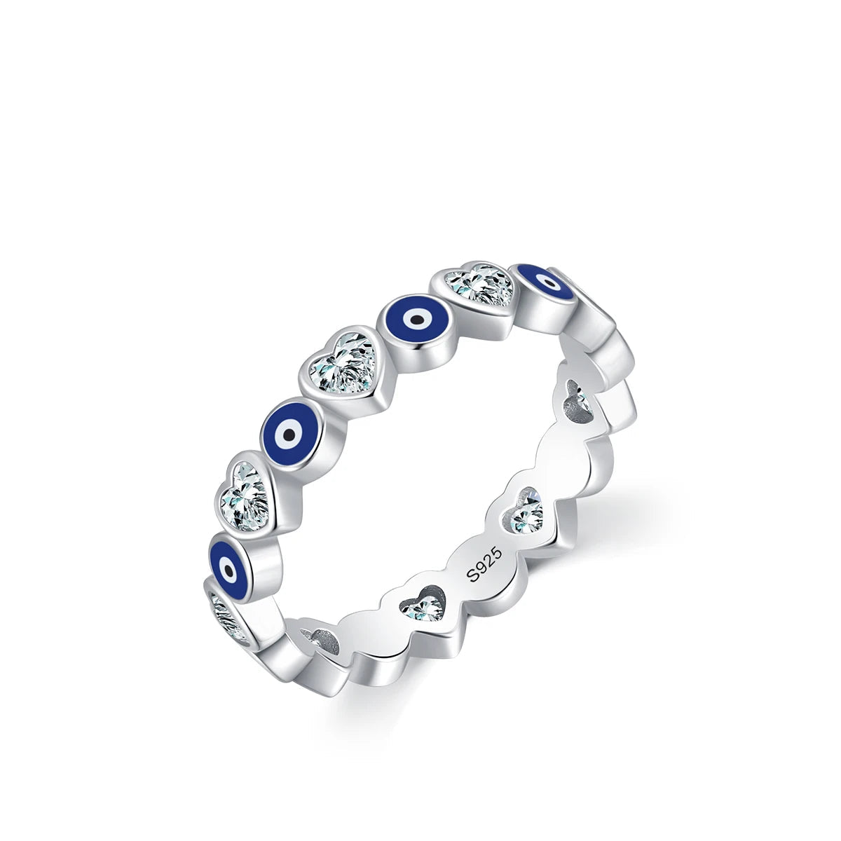 Sterling Silver Cute Blue Ghost Eyes Ring