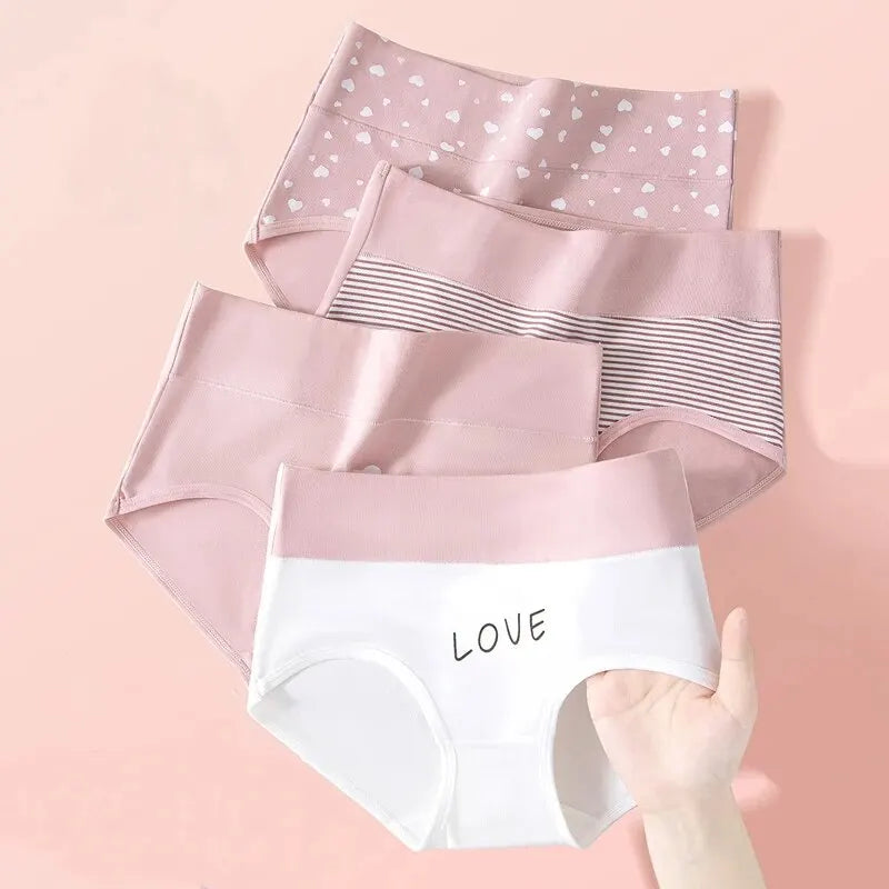 4Pcs Women's Panties High Waist Underwear