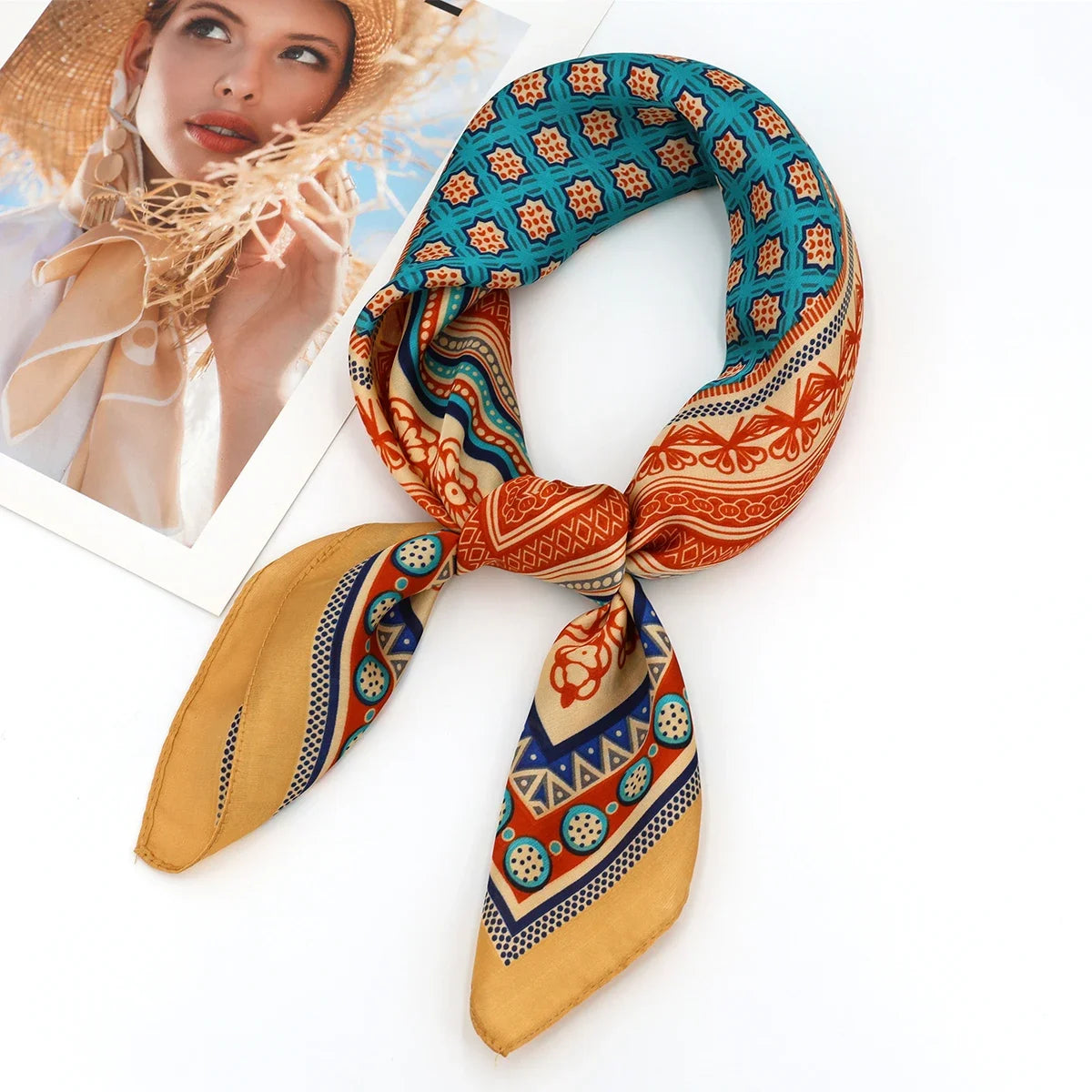 Luxury Design Print Silk Square Scarf