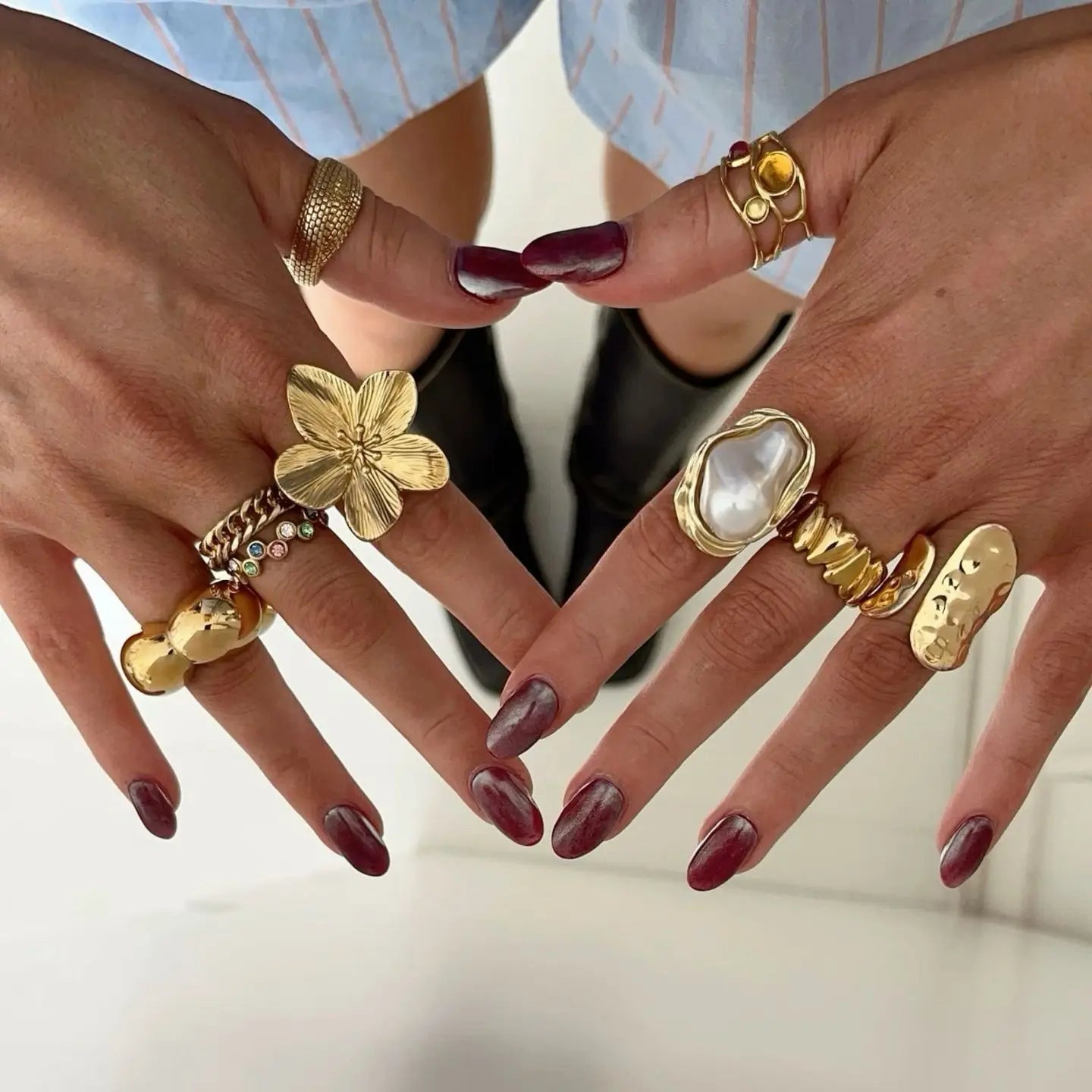 Imitation Pearl Stainless Steel Ring