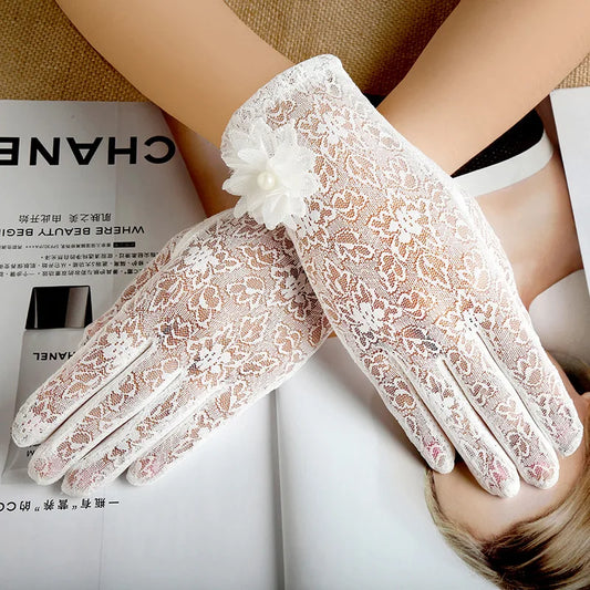Sexy Hollow Lace Flower Gloves