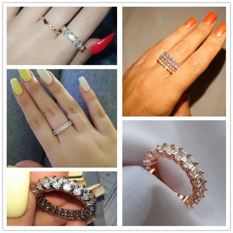Luxury Micro Paved Square Cubic Zirconia Ring