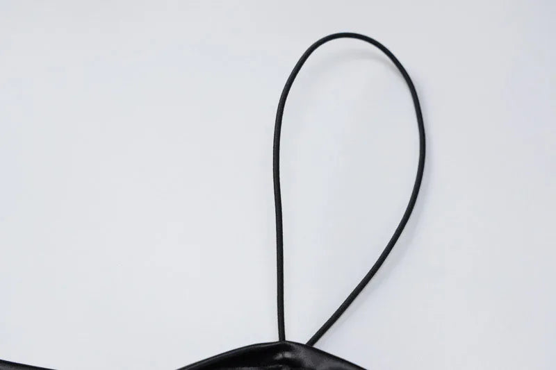 Spaghetti Strap Tube Top Spring Leather Crop Tank Top