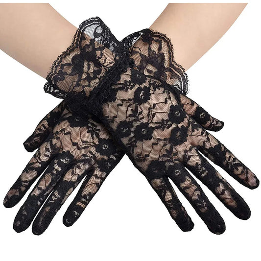 Women Vintage Sheer Short Lace Gloves