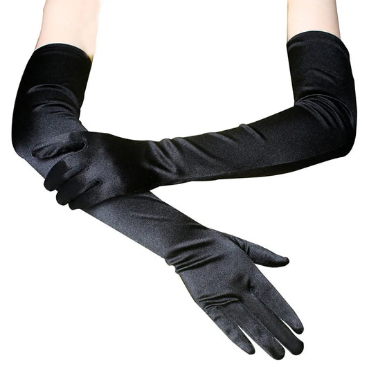 Opera/Elbow/Wrist Stretch Satin Finger Long Gloves