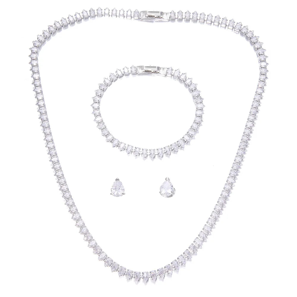 Bridal Necklace Earrings Party Jewelry Set for Women