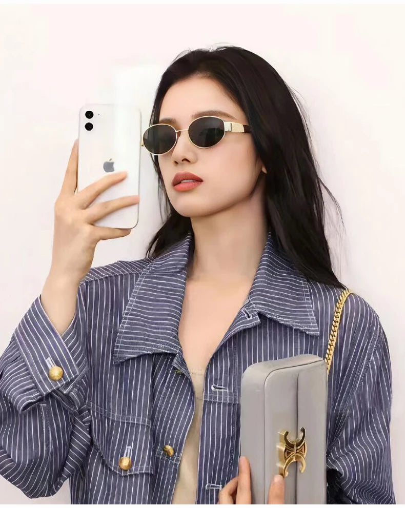 UV400 Sun Glasses Alloy Oval Eyewear
