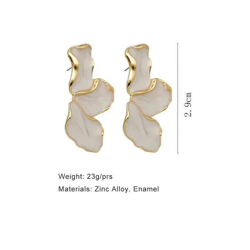 Metal Flower Cream Epoxy Earring
