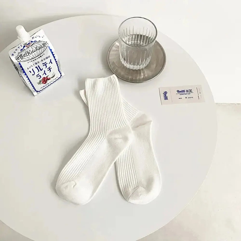 Solid Color Women Mid Length Socks