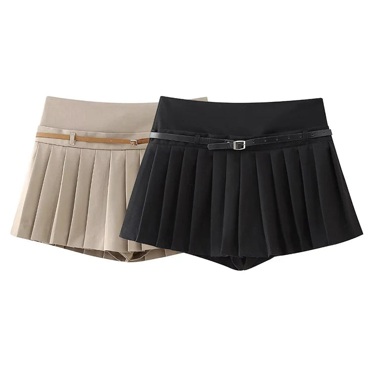 Side Zipper Mini Skirts Shorts Vintage High Waist