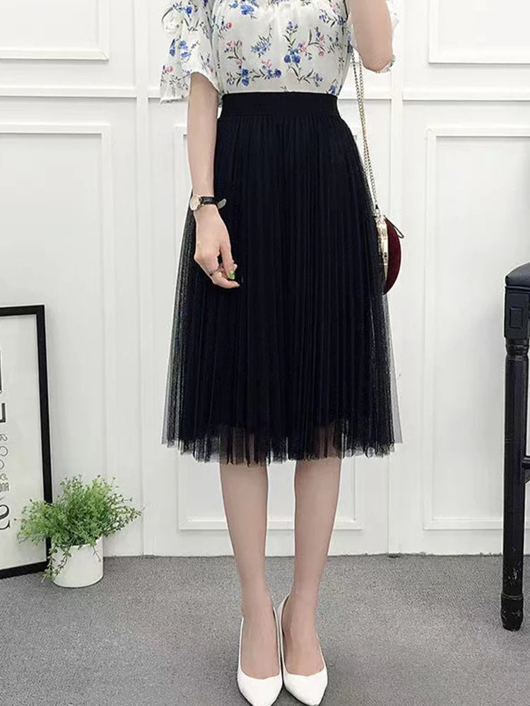 Chic High Waist Black Party Faldas