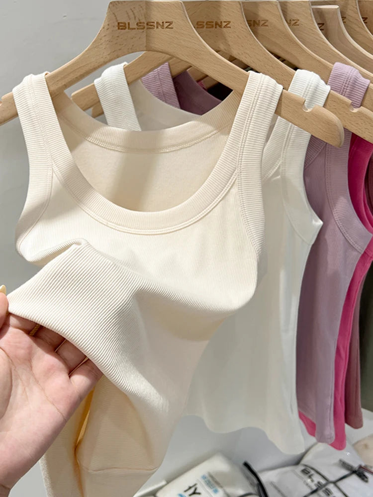 Round Neck Ribbed Tank Top
