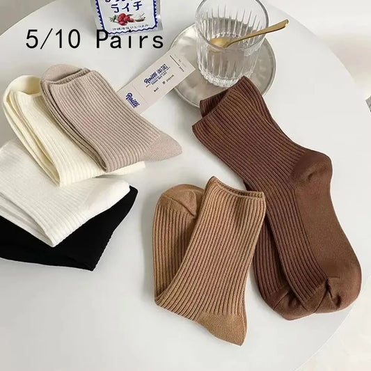 Solid Color Women Mid Length Socks