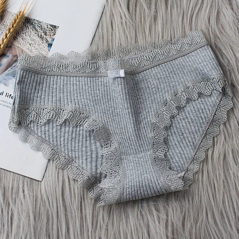 4 Pcs Lace Wavy Trim Bikini Panties