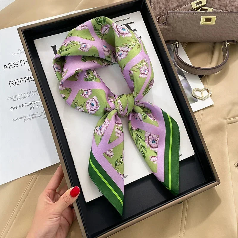 Luxury Design Print Silk Square Scarf