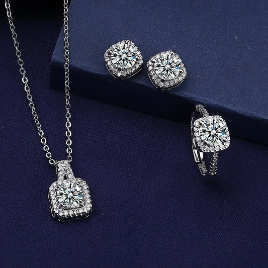 Square Zircon Crystal Jewelry Set