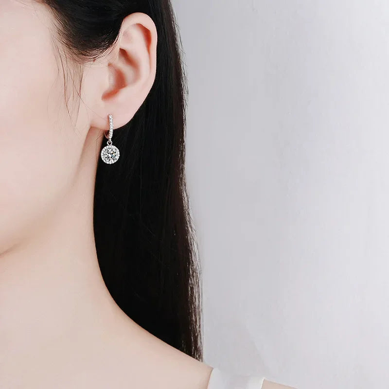 Moissanite Round Earrings