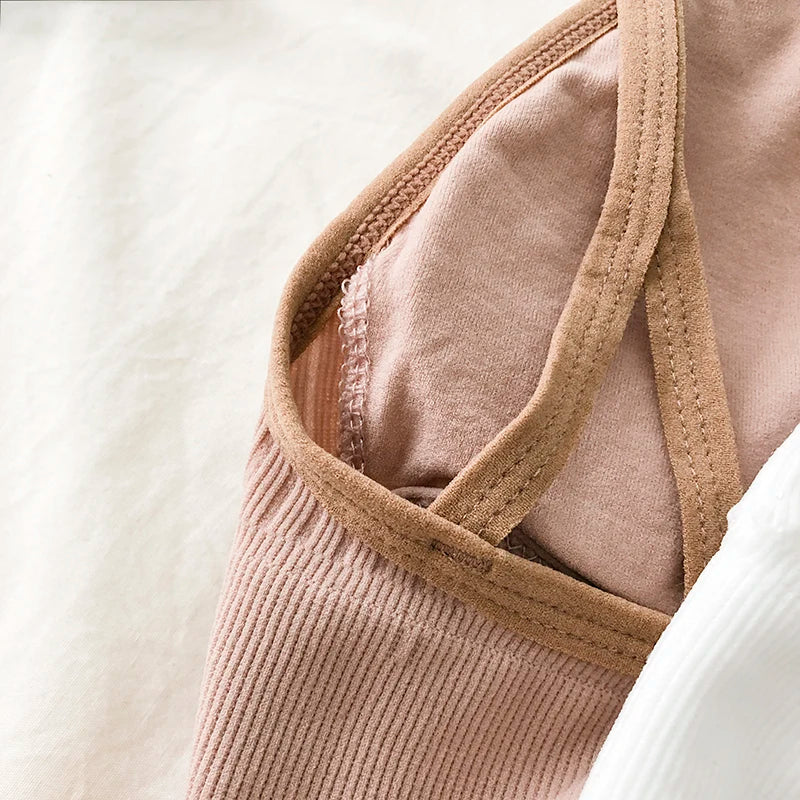 Ziper Fly Cotton Crop Tops
