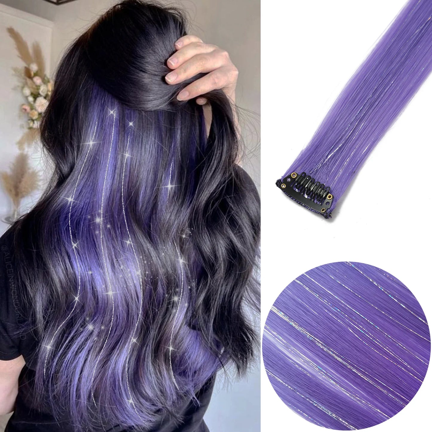 6pcs/pack Colored Party Highlights Clip in Hair Extensions