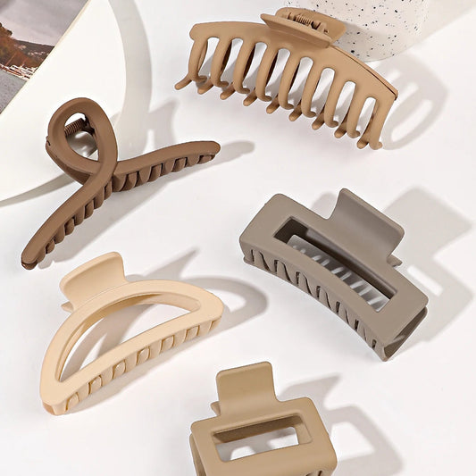 5 Pcs Mixed Colors And Shapes Big Hair Claw Clips