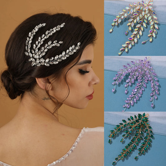 Fashion Leaf Zircon Bridal Headpiece Tiara Accessories