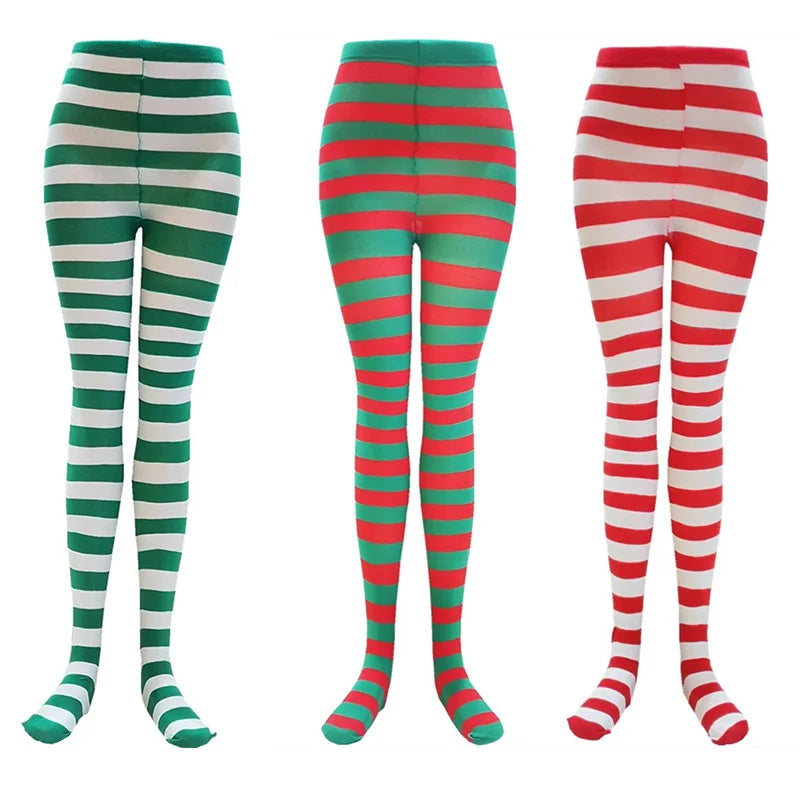 Goth Style Punk Women Striped Rainbow Long Tights